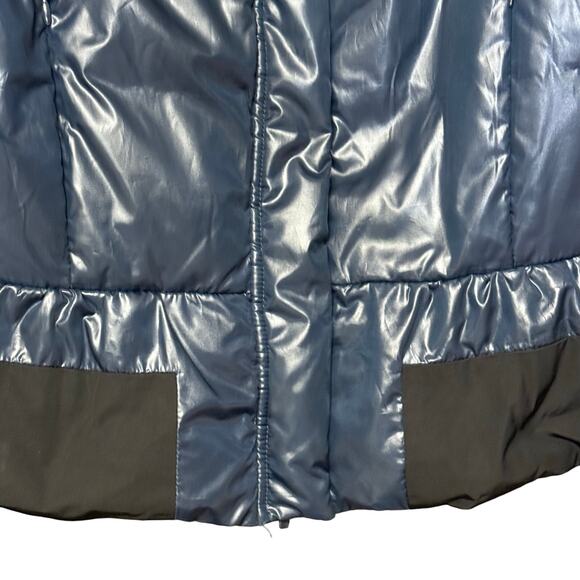 BCBG Max Azria blue down filled peplum jacket vintage button detail women’s M - Picture 6 of 7